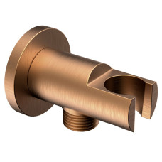 Držiak sprchy, okrúhly, pevný, s výtokom, matná meď