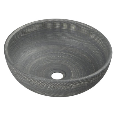 PRIORI keramické umývadlo, priemer 41 cm, 15 cm, šedá so vzorom