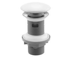 Umývadlová výpusť 5/4“ na prepad, click-clack, keramická zátka, hr.20-70mm, biela