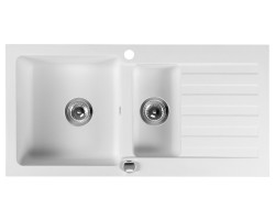 Drez granitový vstavaný s odkvapkávacou plochou a vaničkou, 96x48 cm, biela Drez granitový vstavaný s odkvapkávacou plochou a vaničkou, 96x48 cm, biela