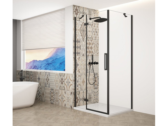 TRINITY BLACK štvorcový sprchový kút 900x900 mm, číre sklo, ľavý