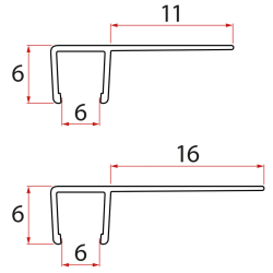 Set svislých těsnění pro sklo 6/6mm, 1900mm (2ks)