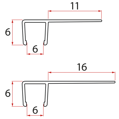 Set svislých těsnění pro sklo 6/6mm, 1900mm (2ks)