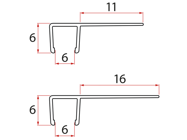 Set svislých těsnění pro sklo 6/6mm, 1900mm (2ks)