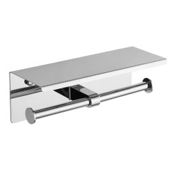 Dvojitý držiak na toaletný papier s 30 cm policou, chróm