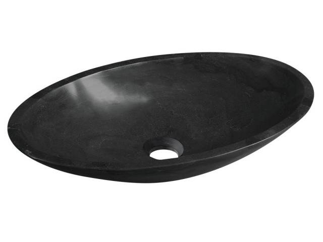 BLOK kamenné umývadlo na dosku, 60x35 cm, matná čierna Marquin