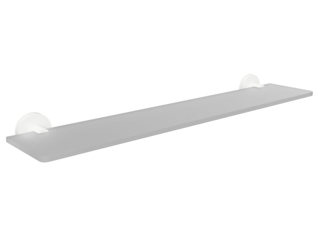 X-ROUND WHITE sklenená polička, 600 mm, biela