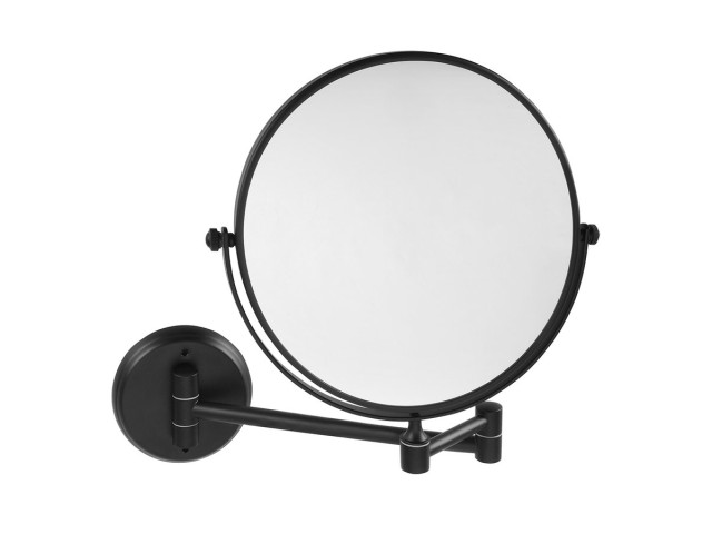 X-ROUND BLACK E kozmetické zrkadlo, Ø 200 mm, obojstranné, čierne matné