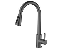 MIKELA stojanová batéria s výsuvnou sprchou, gun metal