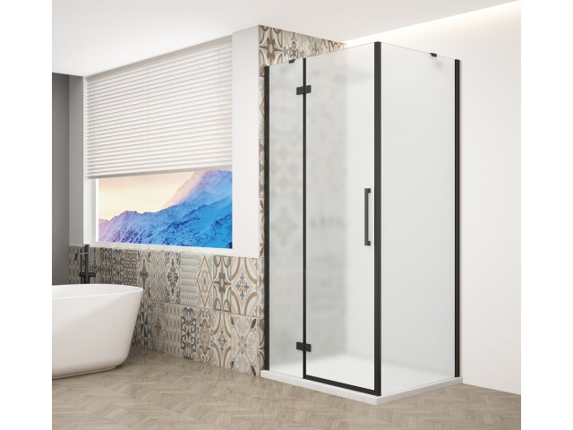 TRINITY BLACK štvorcový sprchový kút 800x800 mm, matné sklo, ľavý