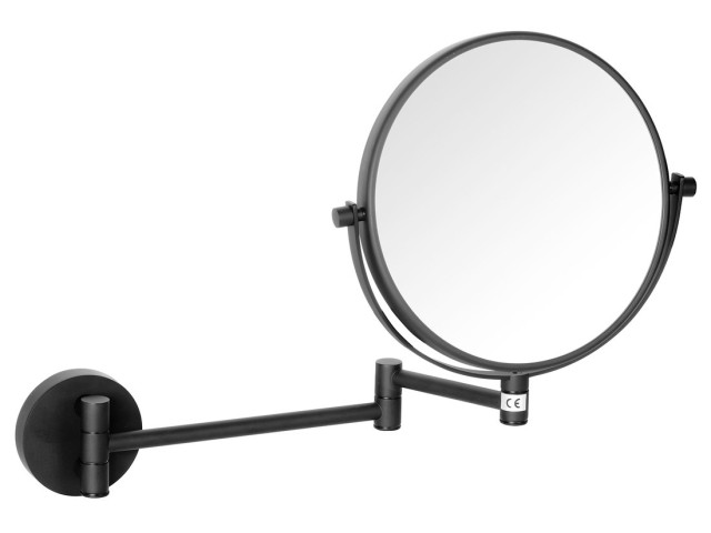 X-ROUND BLACK závesné kozmetické zrkadlo priemer 190mm, čierna