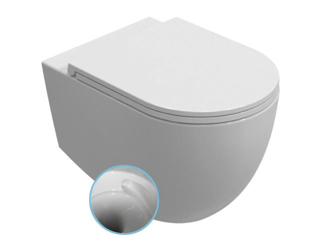 Závesná toaletná misa INFINITY, Vortex Rimless, 36,5 x 53 cm, biela