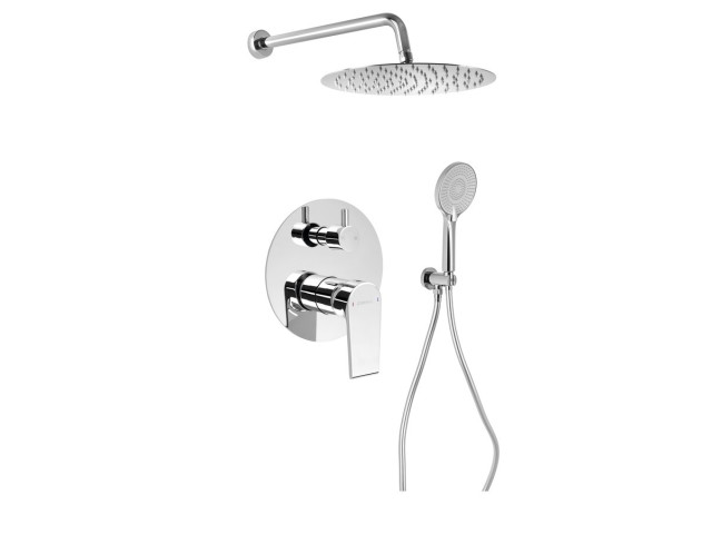 KAI skrytá sprchová súprava s pákovou batériou, otočným prepínačom, 2 výtokmi, chróm