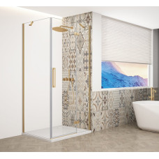 Štvorcový sprchový kút TRINITY GOLD MATT 800x800 mm, číre sklo, pravý