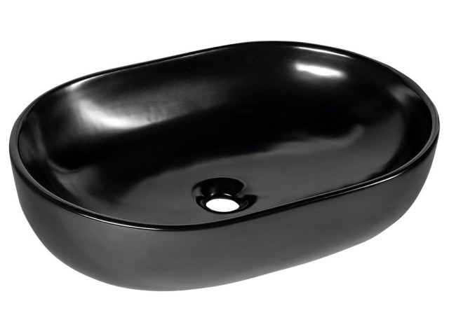 CALEO keramické umývadlo 60x42x14 cm, na dosku, čierna mat