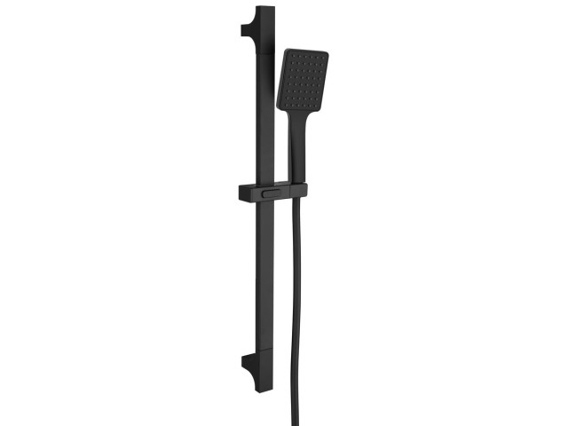 Sprchová súprava hranatá, posuvný držiak 680 mm, čierna matná