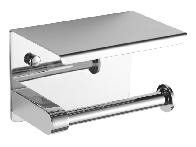 Držiak na toaletný papier s odkladacou policou, chróm