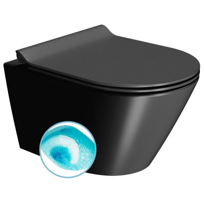 KUBE X závesná WC misa, Swirlflush, 36x50cm, čierna dual-mat