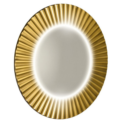 Okrúhle zrkadlo PRIDE s LED osvetlením v ráme ø 90 cm, zlaté