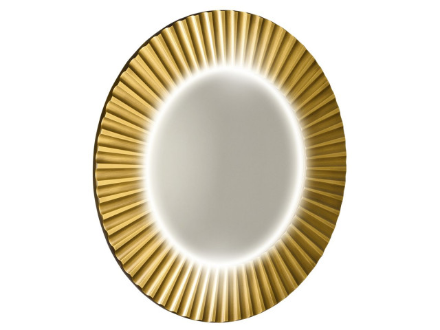 Okrúhle zrkadlo PRIDE s LED osvetlením v ráme ø 90 cm, zlaté