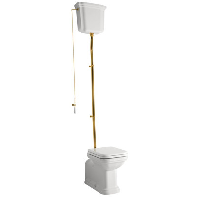 WALDORF WC misa s nádržkou, spodný/zadný odpad, biela-bronz