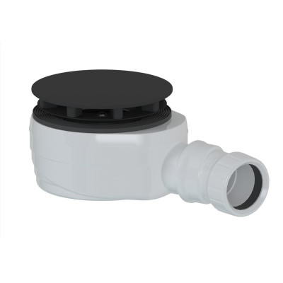 Kúpeľňový sifón, priemer 90 mm, DN40, nízky, čierny matný uzáver