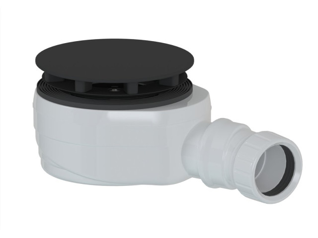 Kúpeľňový sifón, priemer 90 mm, DN40, nízky, čierny matný uzáver
