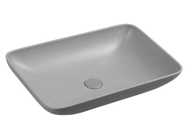 INFRANE betónové umývadlo vrátane výpuste, 57x37 cm, šedá