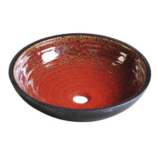 ATTILA keramické umývadlo, priemer 42,5 cm, paradajková červeň / petrolejová