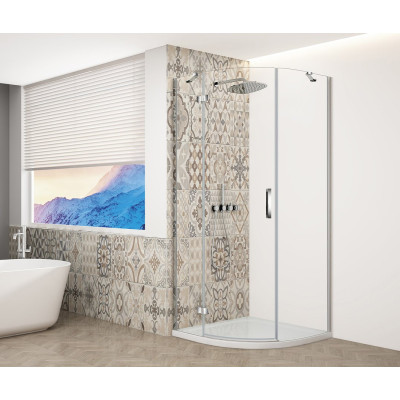TRINITY CHROME štvrťkruhový sprchový kút 900x900 mm, číre sklo, ľavý