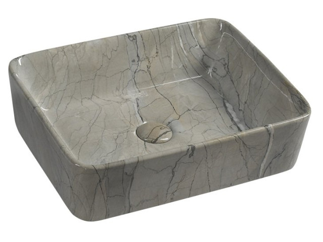 DALMA keramické umývadlo 48x38x13 cm, hranaté, grigio
