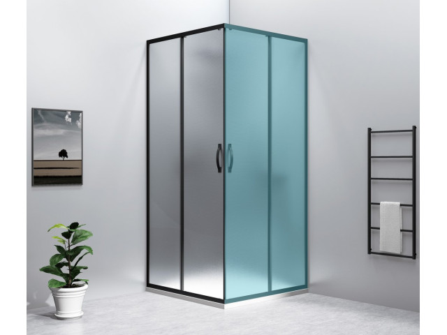 SIGMA SIMPLY BLACK sprchové dvere posuvné pre rohový vstup 1000 mm, sklo Brick