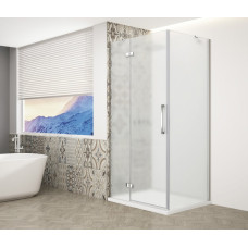 Štvorcový sprchový kút TRINITY CHROME 1000x1000 mm, matné sklo, ľavý