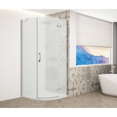 TRINITY CHROME štvrťkruhový sprchový kút 900x900 mm, matné sklo, pravý