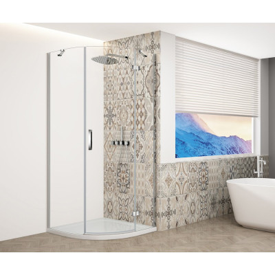 TRINITY CHROME štvrťkruhový sprchový kút 900x900 mm, číre sklo, pravý