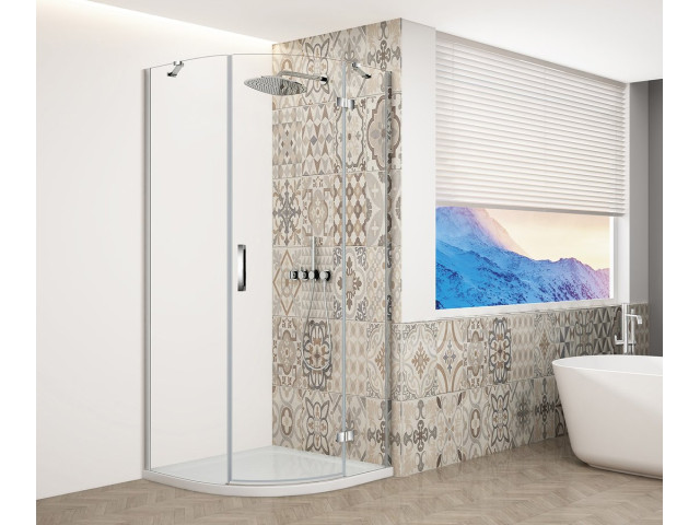 TRINITY CHROME štvrťkruhový sprchový kút 900x900 mm, číre sklo, pravý