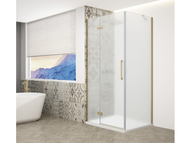 Štvorcový sprchový kút TRINITY GOLD MATT 800x800 mm, matné sklo, ľavý