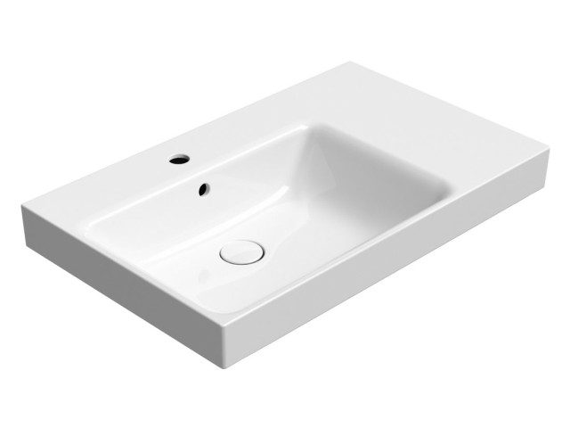 Keramická umývadlová doska NUBES 80x50cm, s policou na pravej strane, biela ExtraGlaze