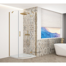 TRINITY GOLD MATT štvrťkruhový sprchový kút 900x900 mm, číre sklo, pravý