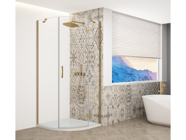 TRINITY GOLD MATT štvrťkruhový sprchový kút 900x900 mm, číre sklo, pravý