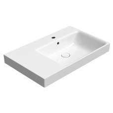 Keramická umývadlová doska NUBES 80x50cm, s odkladacou policou na ľavej strane, biela ExtraGlaze