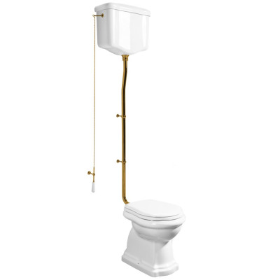 RETRO WC misa s nádržkou, spodný odpad, biela-bronz