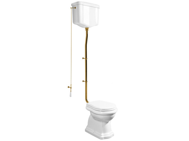 RETRO WC misa s nádržkou, spodný odpad, biela-bronz