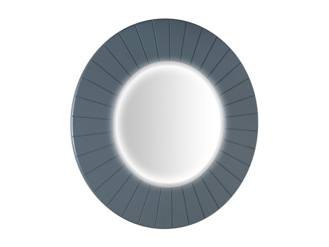 LUMIRO STRIP okrúhle zrkadlo s LED osvetlením v ráme ø 75 cm, sienna