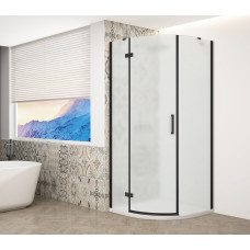 TRINITY BLACK štvrťkruhový sprchový kút 900x900 mm, matné sklo, ľavý