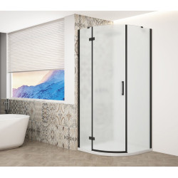 TRINITY BLACK štvrťkruhový sprchový kút 900x900 mm, matné sklo, ľavý