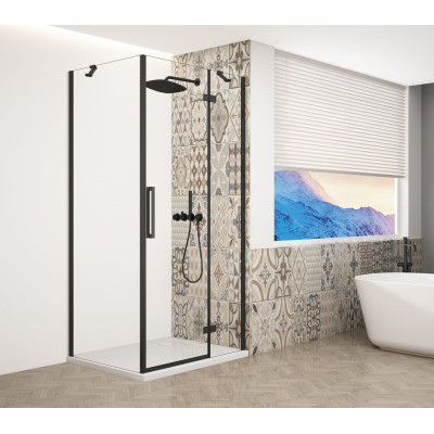 TRINITY BLACK štvorcový sprchový kút 800x800 mm, číre sklo, pravý