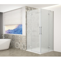 Štvorcový sprchový kút TRINITY CHROME 1100x1100mm, rohový vstup, matné sklo