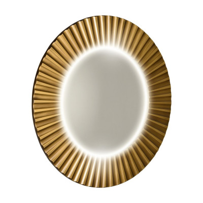Okrúhle zrkadlo PRIDE s LED osvetlením v ráme ø 75 cm, bronz