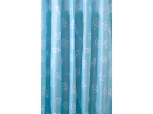 Sprchový záves 180x200cm, polyester, modrá, mušle